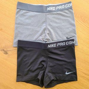Nike Pro Combat Set of 2 Black & Grey Compression Shorts. Size S